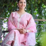 gayathri suresh in pink churidar with embroidery work dress ideas photos
