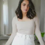 namitha pramod in crop top and white jeans combination dress photos 009