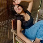 niranjana anoop in jeans with short sleeveless top dress photo 004