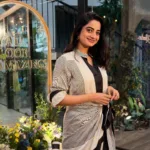 namitha pramod in black strips in wrap midi dress photos 001