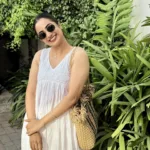 namitha pramod in fit and flare white cotton dress design photos-002