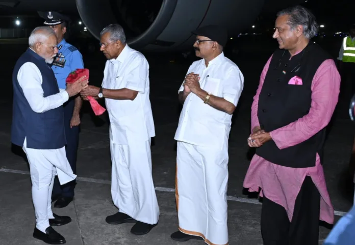 PM Narendra Modi Arrives in Thiruvananthapuram