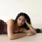 ahaana krishnakumar in coffee brown dress photos