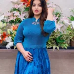 malavika c menon in sky blue skirt and top photos