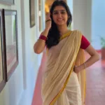 anaswara rajan in off white saree with pink blouse photos 003
