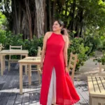 anumol in red long top with palazzo style ideas photos-002