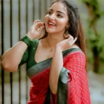 malavika menon in red and green saree combo with green blouse style ideas photos-002