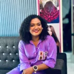 mareena michael kurisingal in violet co order set photos