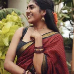 nimisha sajayan in beautiful checks saree with blouse style ideas photos