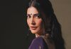 shruti haasan in Royal Deep Purple with Gold Accents Satin Silk saree paired with a matching low back embellished blouse photos