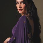shruti haasan in Royal Deep Purple with Gold Accents Satin Silk saree paired with a matching low back embellished blouse photos