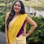 anumol in trending blouse design with saree drape photos 011