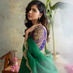 kalyani priyadarshan new photos in peacock blue and green combination lehenga 004