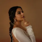 nikhila vimal in white anarkali dress photos