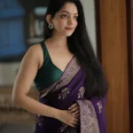 ahana krishnakumar in violet pattu saree photos 009