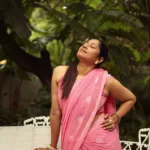 anumol in baby pink saree photos 003