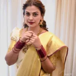 anusree in kerala saree with trending makeup ideas photos 003