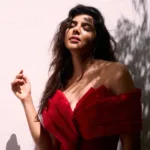 kalyani priyadarshan in red gown with open neck design 002
