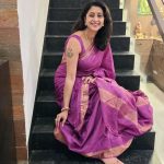 kaniha in rich vibrant shade of magenta accented with metallic gold or copper detailing saree photos