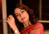 navya nair in in pink and multi colour printing saree with neck choker photos
