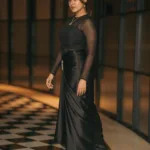 anju kurian in crop top with a flowing organza skirt function wear dress photos 001