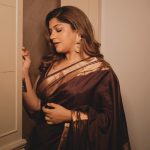 aparna balamurali in brown saree photos-001