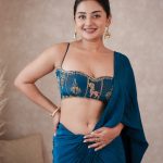esther anil trending style saree blouse look photos in blue colour-006