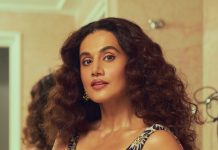taapsee pannu in bodycon short dress with curly hair style photos
