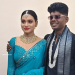 vedan wedding photos with wife Navami Latha in marraige dress