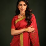 Samantha Ruth Prabhu in red Handwoven Silk Saree Bapu Bomma photos-003