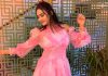 aditi ravi in rose colour long frock design from western lady outfit photos