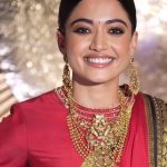 rashmika reception look red saree photos-001