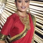 rashmika reception look red saree photos