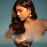 kalyani priyadarshan in sky blue party wear lehenga sleeveless photos-001