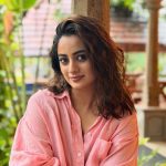 namitha pramod in peach colour shirt with jeans outfit photos-001