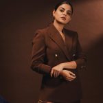 nikhila vimal in coffee brown blazer coat pant photo-001
