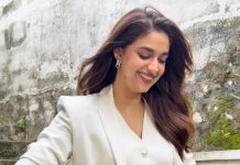 keerthy suresh in white coat and pants office style outfit ideas photos