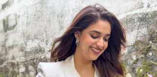 keerthy suresh in white coat and pants office style outfit ideas photos