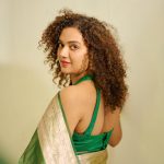 mareena michael kurisingal in green cotton saree pics
