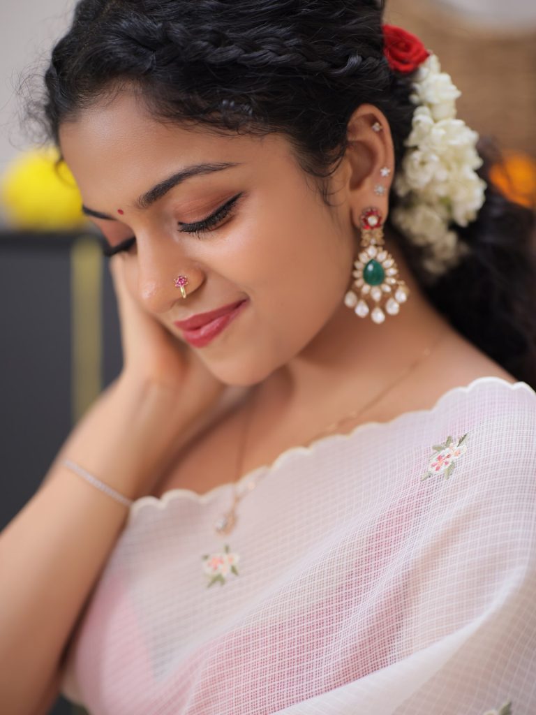 actress Hansika Krishna onam saree by SIAH by Ahadishika