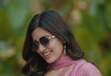 anju kurian in contemporary pastel pink ethnic suit set consisting of a straight cut kurti matching trousers and a dupatta photos