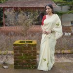 anu sithara temple look in kerala saree pics