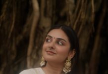 esther anil in white anarkali churidar party wear outfit ideas pics