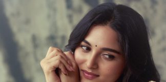Kayadu Lohar kayadu lohar in Muted ivory off white and pale gold tones Elegant ethnic Sharara and softly defined eyes with thin black eyeliner and nude pink satin lipstick