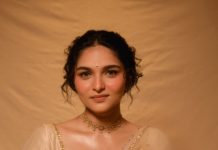 kayadu lohar in elegant lehenga in light colour for function pics
