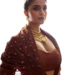 keerthy suresh in fusion of kanchipuram silk and kaashumaala combo like tamil and kerala tradition look combo ideas photos