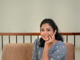 Sshivada Nair shivada nair in cotton dusty blue mid length dress style ideas photos