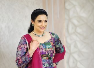 Shweta Menon shweta menon in multi colored geometric and brocade style jacket style peplum top with dual tone color flared lehenga with heavy vertical pleating