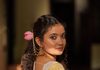 Side profile candid glance in traditional Kerala saree