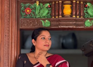 Anu Mol actress anumol wearing trending saree combos photos